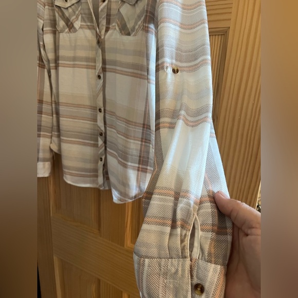 Passport Brown and Orange Plaid Long Sleeve Blouse Size XL - Picture 4 of 7